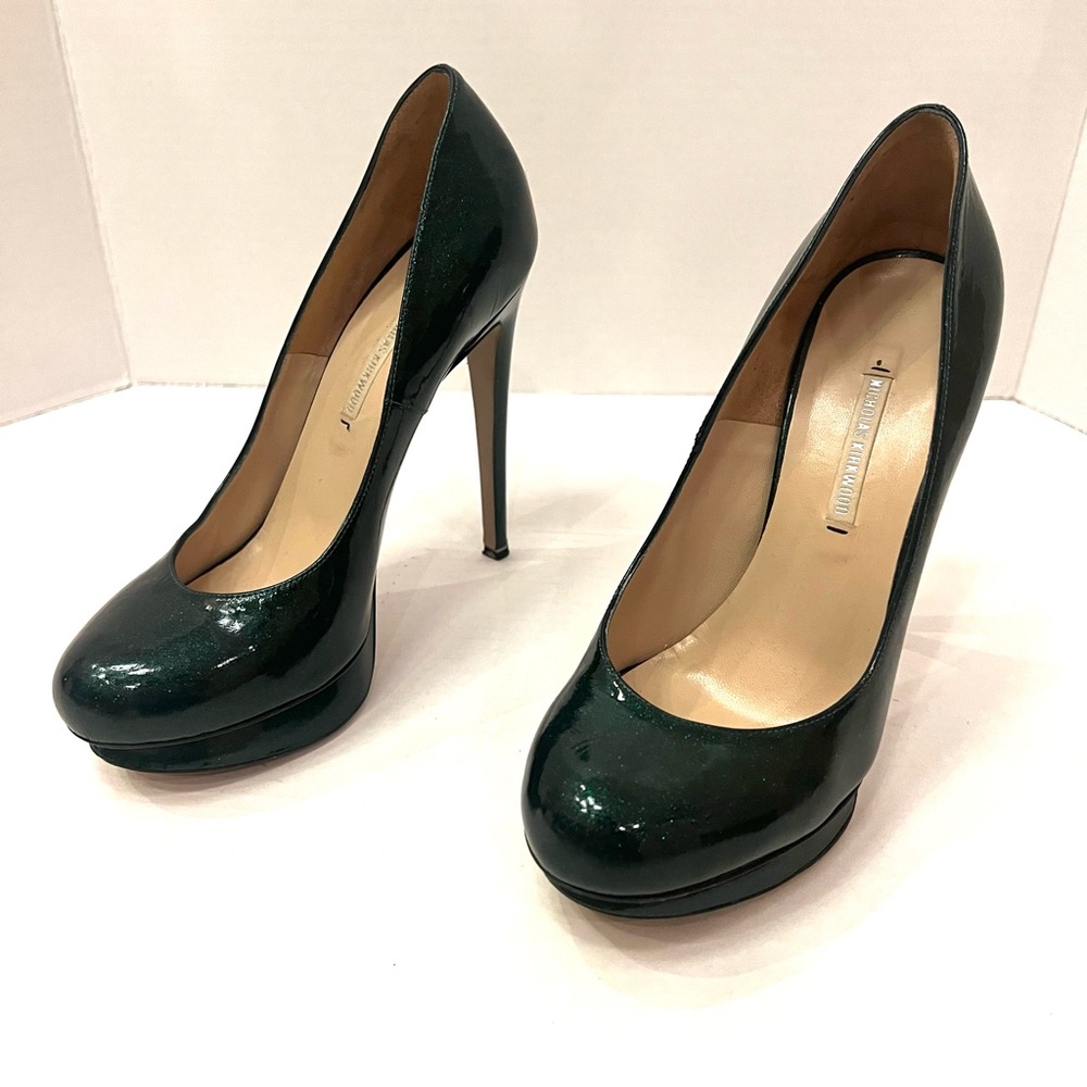 Nicholas Kirkwood Green Sparkle High Heels B13/9 - Picture 2 of 14